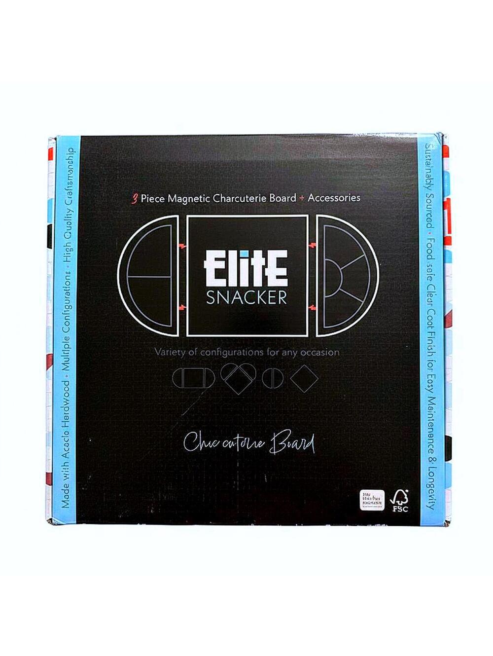 Elite Snacker 3 Piece Magnetic Charcuterie Board Set with Knife Set & Dishes NIB